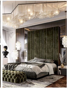 Luxuriante em design veludo parede estofados painéis decorativos tecido cabeceira couro painéis para quarto hotel decoração - Product Image 5