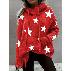 Nhà Sản Xuất Tùy Chỉnh Aka Sorority Cộng Với Kích Thước Áo Len Của Phụ Nữ Cộng Với Sao In Dài Tay Áo Dây Kéo Áo Len Với Túi - Product Image 3
