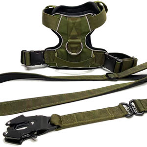 Set Harnesses Anjing Taktis, Kalung Anjing yang Dapat Disesuaikan, Tali Anjing dengan Bantalan Neoprene dan Gesper Logam untuk Latihan Anjing di Luar Ruangan - Product Image 6