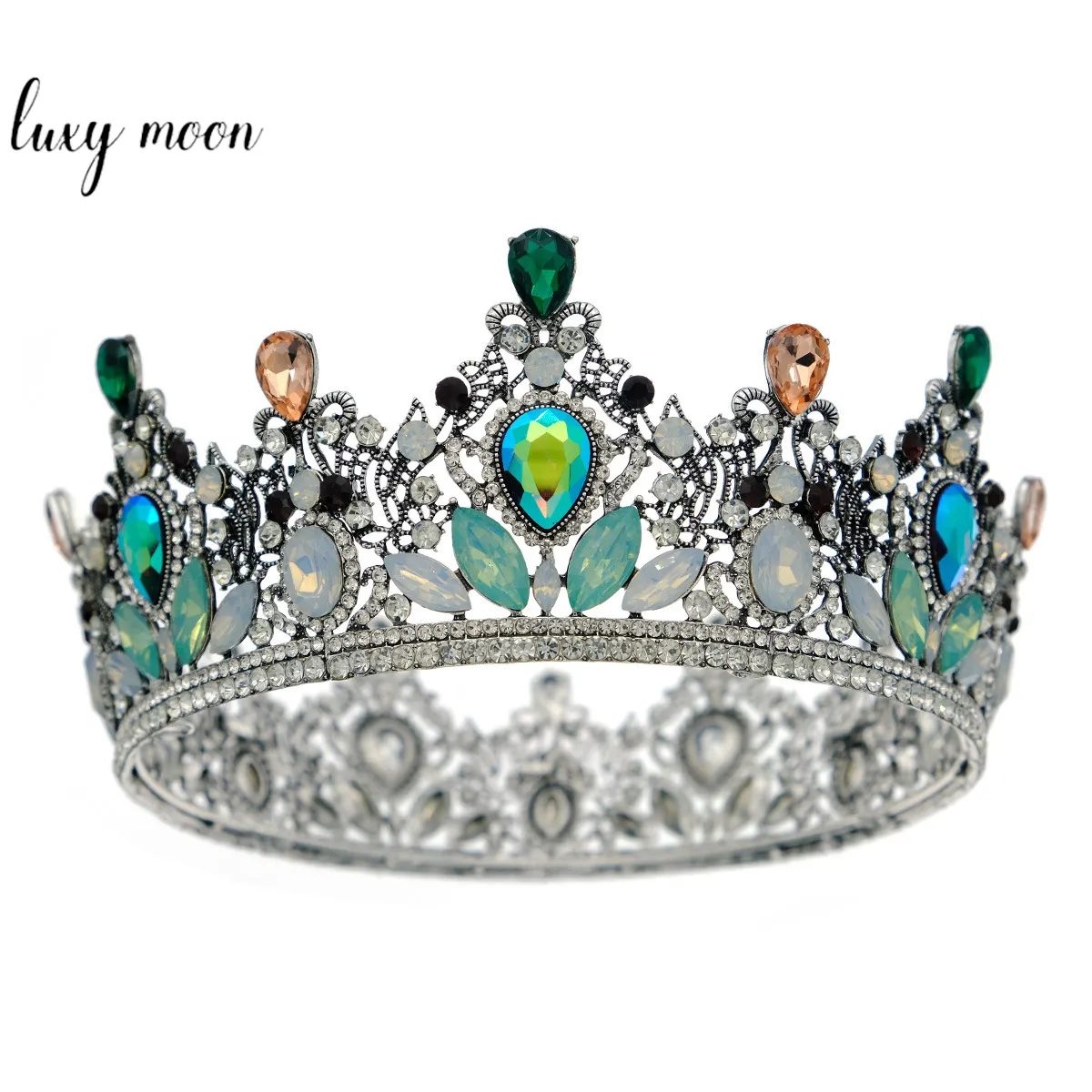 Girls Hair Accessories Luxury Bridal Dress Tiaras Crown Palace Style Bling Rhinestone Full Round Crown NE884