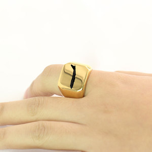 Men's <b>Titanium</b> Steel <b>Ring</b> 18MM Square Geometric Design Punk Style Fashion Jewelry Gift - Product Image 2