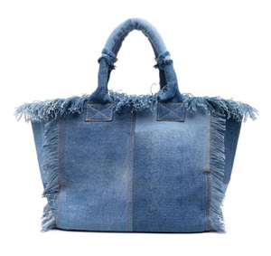 Nouveau sac fourre-tout de plage à une épaule de grande capacité imprimé en denim à pampilles européennes et américaines - Product Image 3