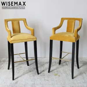 WISEMAX家具豪华设计师餐厅布艺室内装潢高杆椅布艺天鹅绒酒吧椅出售酒吧家具