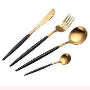 Ensemble de couverts 4 pièces en acier inoxydable plaqué or 7 couleurs, fourchette et couteau à steak, vaisselle de cuisine moderne et élégante, cadeau de mariage - Product Image 2