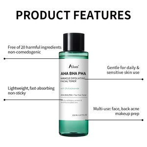 Tónico Facial Herbal <span class=keywords><strong>AHA</strong></span> <span class=keywords><strong>BHA</strong></span> PHA con Niacinamida, Iluminador, Exfoliante, Control de Grasa, Alivio del Acné, para Piel Sensible (Venta al Por Mayor) - Product Image 2