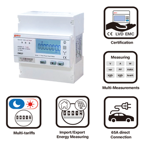 Compteur intelligent triphasé bidirectionnel 65A à mesure directe, communication RS485 Modbus RTU, certifié CE classe 1.0 EM537 - Product Image 4
