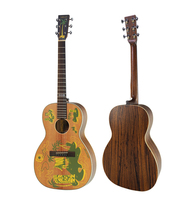 Gitar Akustik Mollo 41 Inch 6 Senar, Top Spruce, Back & Samping Mahogany, Motif Pantai, Cutaway, Finishing Natural Gloss, Untuk Pemula
