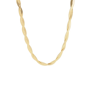18K PVD Gold Stainless Steel Twisted Blade Chain <b>Choker</b> Necklace & Bracelet Set | Waterproof, Hypoallergenic & Non Fading - Product Image 1