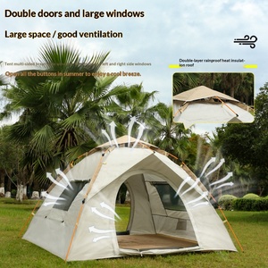 Kit de tente de camping familiale portable toutes saisons, ouverture automatique rapide, revêtement argenté, protection solaire, coupe-vent, Oxford 210D imperméable - Product Image 4