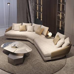 Conjunto de sofá de ocio minimalista italiano diseño de moda conjunto de sofá de cuero de material mixto muebles de sala de estar sofá de sala de estar - Product Image 4