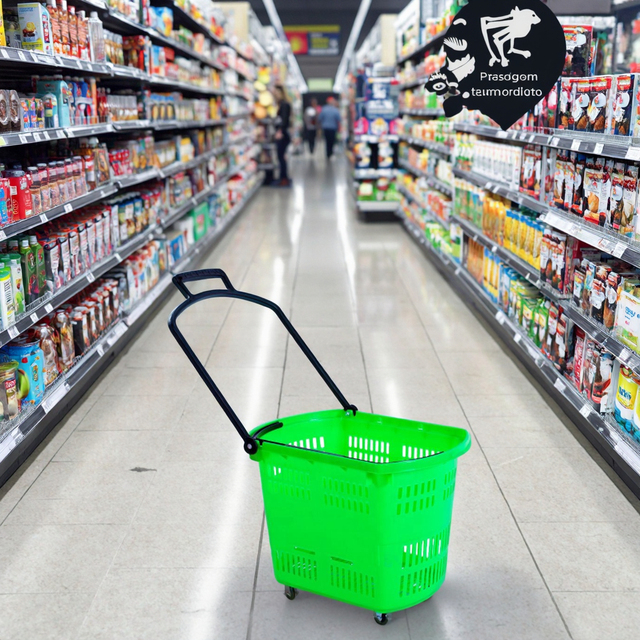 Great Quality Eco-Friendly PP Plastic Shopping Basket with 2 Handles and Wheel