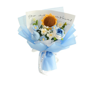 Bouquet de roses artificielles en crochet, décoration exquise pour anniversaire, Saint-Valentin, fêtes, soie blanche - Product Image 6