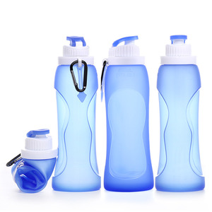 Beliebte Bpa Free Hochwertige wieder verwendbare tragbare Wasser flasche Anti Fall Faltbare faltbare Silikon-Trinkwasser flasche - Product Image 4