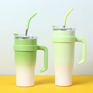 Vaso Térmico <span class=keywords><strong>de</strong></span> Acero Inoxidable con Asa y Popote, Mantiene Frío, Taza Aislante para Coche, Taza para Café, Agua, Bebidas, Botella - Product Image 4