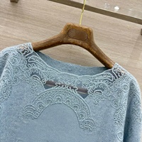 Pull en dentelle à manches longues pour femmes de haute qualité, couleur unie, style décontracté et confortable pour l'automne et l'hiver
