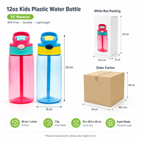 Bouteille d'eau pour enfants à double usage avec logo personnalisé, 350 ml (12 oz), motif dessin animé, sans BPA, en PC, avec paille et poignée, anti-fuite