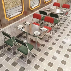 Mesas y Sillas <span class=keywords><strong>de</strong></span> Acero Inoxidable Resistentes para Restaurante, <span class=keywords><strong>Mesa</strong></span> y Sillas para Cafetería, Bar, Restaurante, Juego <span class=keywords><strong>de</strong></span> Muebles para Cafetería - Product Image 4
