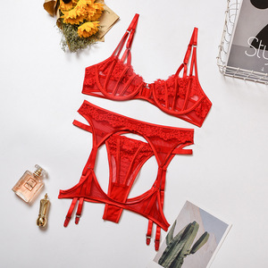 Conjunto de Lencería de Tres Piezas de Encaje de Alta Calidad y Diseño Clásico para Mujer, Estilo 2022 - Product Image 6