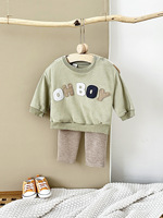Automne printemps décontracté ensemble de vêtements pour bébés garçons nouveau-né à 3 ans lettre Patch tenues avec hauts et pantalons 0-3Y