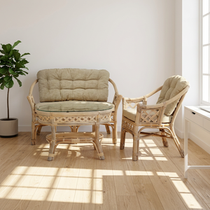 OMARA - Juego de Muebles de Salón Elegantes y Cómodos de Ratán/Mimbre, Diseño Moderno y Minimalista para Apartamento y Uso en Exteriores, Sofá, Mesa de Centro - Product Image 1