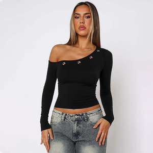 FS11401A Nuova Collezione Abbigliamento <span class=keywords><strong>Donna</strong></span> 2026 T-Shirt Streetwear a Maniche Lunghe - Product Image 5