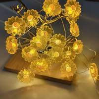 Guirnalda de Luces LED de Primavera/Verano, 20 Piezas, Decoración de Girasoles de Cobre, Funciona con Pilas, Luz Blanca Cálida