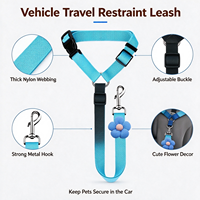 Sabuk Pengaman Mobil Hewan Peliharaan Desain Bunga, Dapat Disesuaikan, Bahan Nilon Tebal, Tali Pengikat Kepala Anjing Kucing, Tali Pengikat Perjalanan Kendaraan