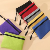 MOQ 100 Kustomisasi Resleting Kain Oxford Tahan Air Dompet Koin Ultra-ringan Tempat Kartu Tempat Kunci Tas Mini Portabel Unisex