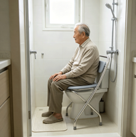 Chaise de douche pliante en aluminium avec récipient, pour soins à domicile ou médicaux, chaise de toilette pour personnes âgées, handicapées, enfants, femmes enceintes