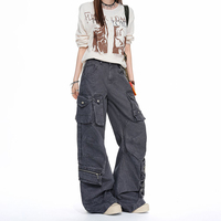 Jeans décontractés streetwear unisexe multi-poches 3D style workwear