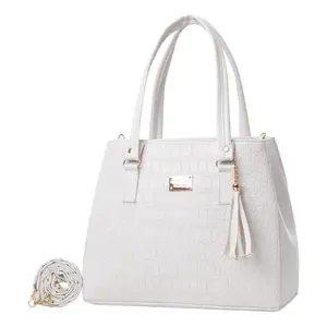 Sac fourre-tout de luxe pour femme Fana Ileana, motif alligator blanc, en cuir microfibre, avec poignée supérieure et fermeture à rabat, style décontracté - Product Image 4