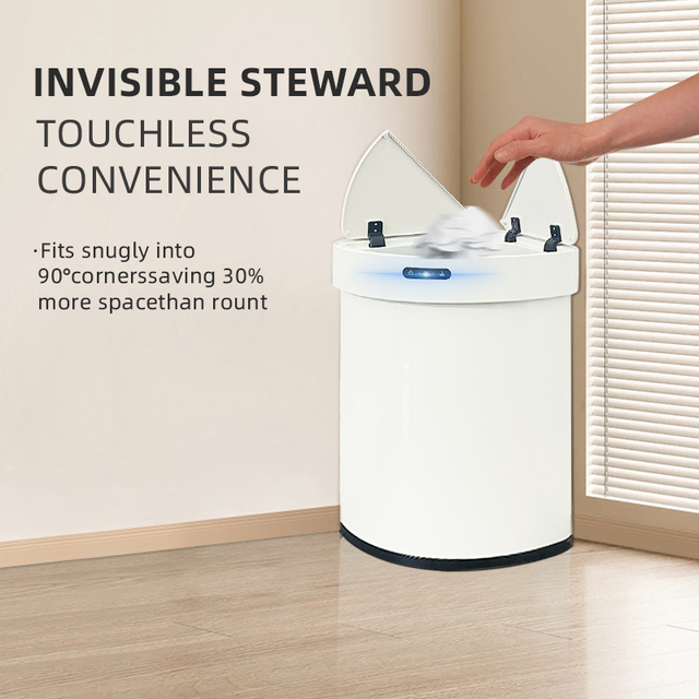 30L White Intelligent Auto Sensor Dustbin, Smart Trash Can, Smart Waste Bin