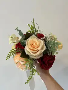 Buquê de flores artificiais para noivas, buquê de flores para casamento da moda