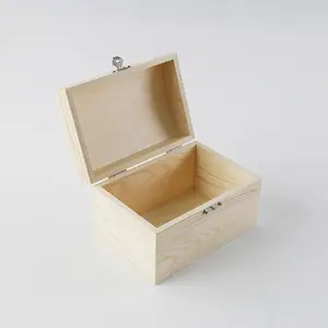 Wooden Craft Box Pine Treasure Chest Storage Memory Keepsake Gift Box Customize