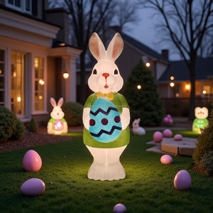 Statue de lapin de jardin en PP, décoration d'intérieur, statue de lapin lisant avec LED, figurine de lapin en plastique - Product Image 4