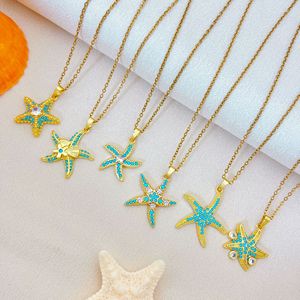 Hot Sale Ocean Style Starfish Scallop <b>Copper</b> 18K Gold Plated Necklace Minimalist Design Women Fashion Jewelry Accessories - Product Image 2