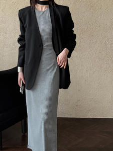 2025 buena calidad mujeres verano sin mangas Plaid vestido largo cuello redondo ajustado ceñido elegante Maxi vestido Vestidos ropa - Product Image 5