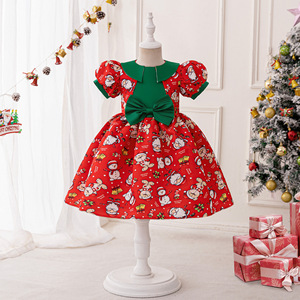 Nouvelle <span class=keywords><strong>robe</strong></span> de Noël fille père noël <span class=keywords><strong>robe</strong></span> imprimée enfants fête scène Performance - Product Image 2