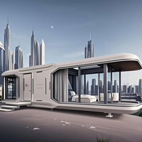 Maison préfabriquée moderne en conteneur, mini-maison capsule spatiale avec balcon