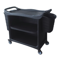 Chariot de service multifonctionnel de luxe à 3 niveaux pour hôtel avec seaux, chariot de nettoyage