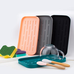 Plateau organisateur multifonctionnel en silicone avec distributeur de savon et support pour éponge, pour évier de cuisine et salle de bain - Product Image 6