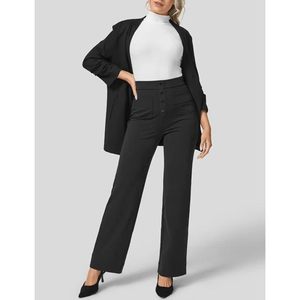 Womens High Waisted Wide Leg <b>Pants</b> With Pockets Stretchy Casual Trousers Button Front <b>Work</b> Wear - Product Image 3