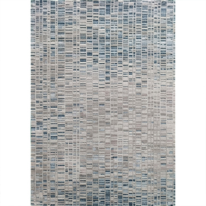Alfombra moderna de alta calidad con mechones a mano, Alfombra de lana con patrón Rectangular geométrico gris azul para decoración para sala de estar del hogar - Product Image 2