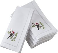 100% serviettes en lin français brodées personnalisées oiseau serviettes en lin blanc lavables