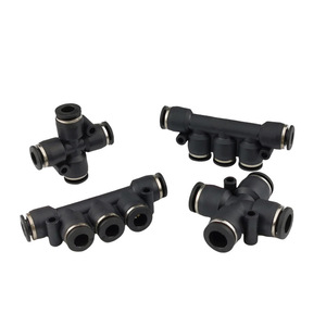 Connecteur de tuyau pneumatique en plastique à connexion rapide noir PZA/PK4/6/8/10, quatre voies et cinq voies pour tube de 8 mm, raccords pneumatiques - Product Image 2