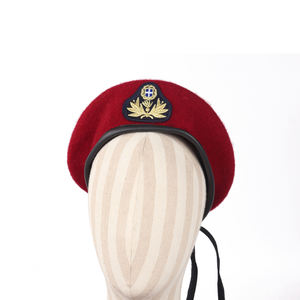 뜨거운 판매 프랑스 남자 자수 울 레드 화이트 블랙 바렛 모자 전술 Boina 베레모 모자 - Product Image 5