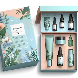 Caja elegante de lujo reciclable personalizada al por mayor para el cuidado de la piel cosmética belleza cartón loción de aceite esencial embalaje