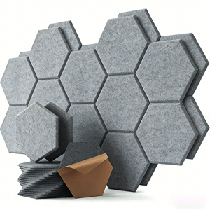 Paneles Acústicos Hexagonales Modernos de <span class=keywords><strong>Fieltro</strong></span>, Alta Densidad, Ecológicos, Hechos a Mano, Adhesivos de Pared Insonorizantes Oscuros para Hogar, Oficina y Juegos - Product Image 6