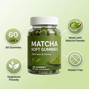 Gummies au matcha OEM, complément alimentaire végétalien antioxydant, gummies au thé vert délicieux et moelleux, 60 unités - Product Image 4