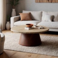 Ensemble de tables basses compactes de style Wabi-sabi, modernes et minimalistes, en pierre naturelle, pour petits appartements